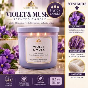 White Barn Violet & Musk 3-Wick Candle 14.5 oz